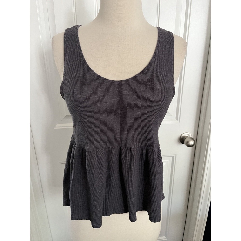 T.LA Tank Top Shirt Gray Blue Ribbed Stretch Women's Small Anthropologie 126